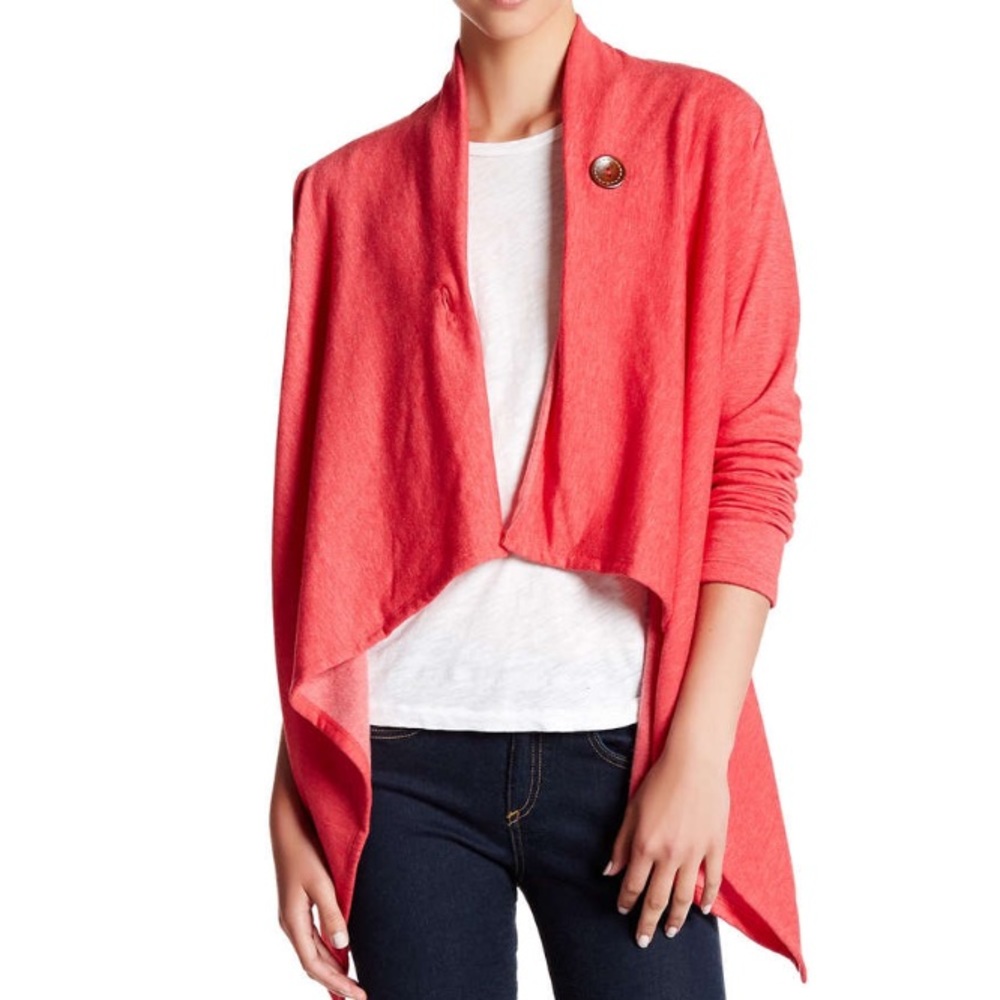 Bobeau One Button Asymmetrical Wrap Cardigan